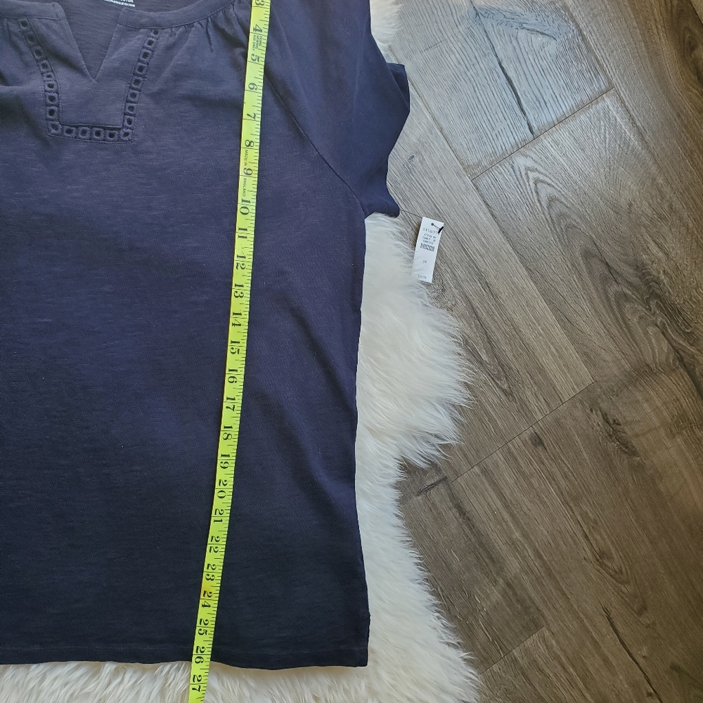 Navy Blue Cotton Talbots T shirt M - Picture 4 of 5